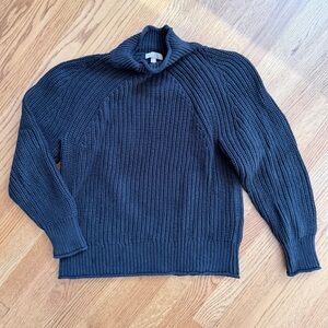J.Crew Black Roll Neck Cotton Knit Sweater